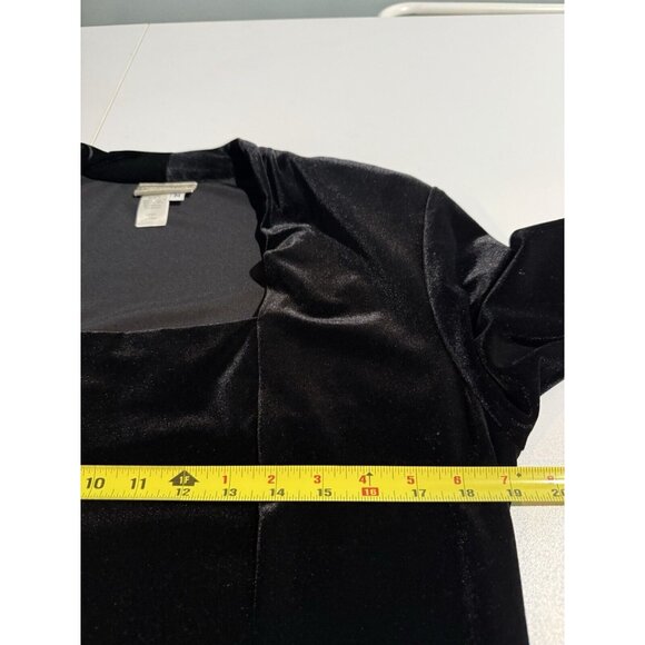 Coldwater Creek Velvet Maxi Dress Womens M Black Whimsy Goth Witchy Long Sleeve - Picture 6 of 8